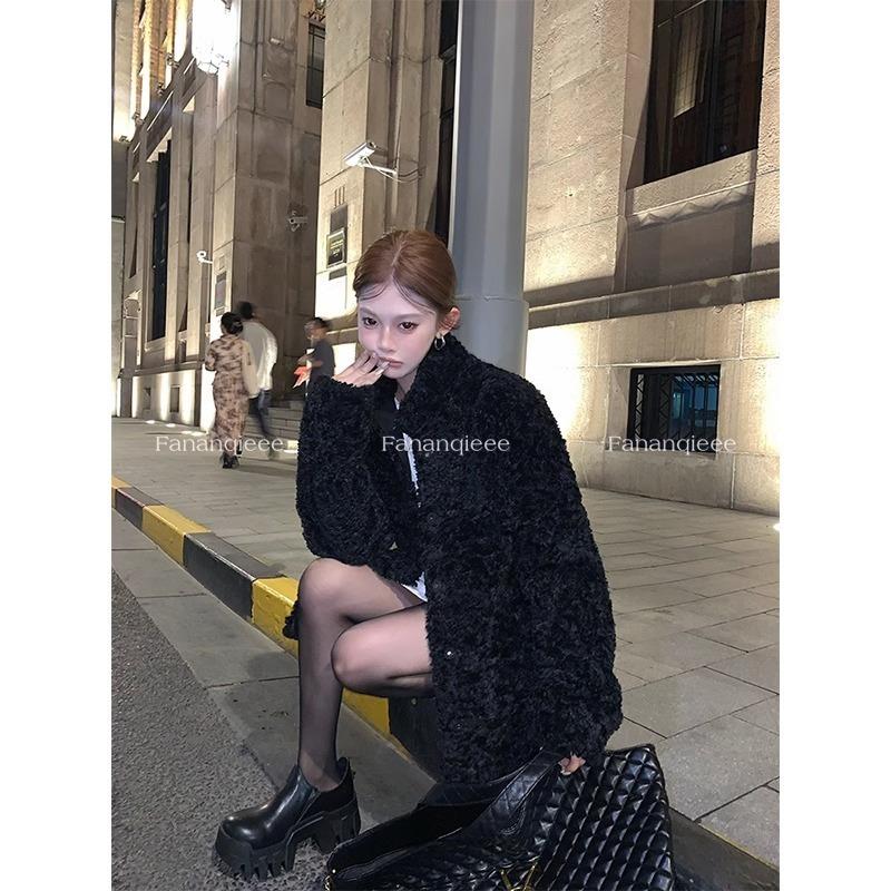Tomato Man, Rich Area 2.0 Imitation Fur Environmentally Friendly Korean Women's Toka Mao Mao Jacket Stand-up Collar Thickened Short Coat