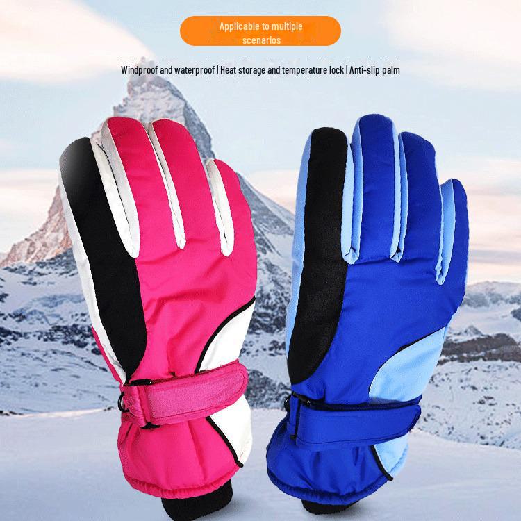 "Premium Winter Waterproof Ski Gloves with Velvet Lining for Men & Women - Windproof, Warm & Ideal for Cycling Outdoors"