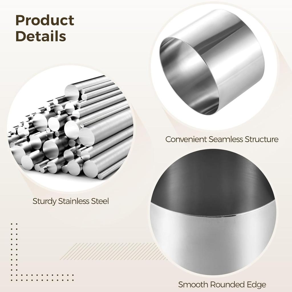 6 Pcs Cake Ring Molds Seamless Mousse Rings with Pusher & Lifter Stainless Steel Pastry Baking Molds eel Pastry Baking Molds