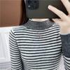 Pullover Women Half-high Collar with 2022 Long-sleeved Knitted Bottoming Women Korean Striped Casual Sweater Female