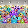 Background Decoration for Thematic Party of Cartoon Monsters, Children's Party Supplies, Decorative Banner, Baby Baptism Gift
