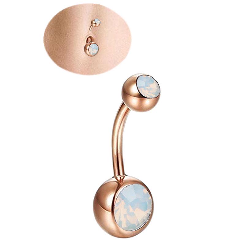

Кільця для пупка з білим вогненним опалом. Кільце для пупка. Висячі прикраси для пірсингу рожевий колір золота
