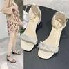 Sandal girl 2025 summer new high heel medium thick heel fashion fairy style versatile with skirt ins tide