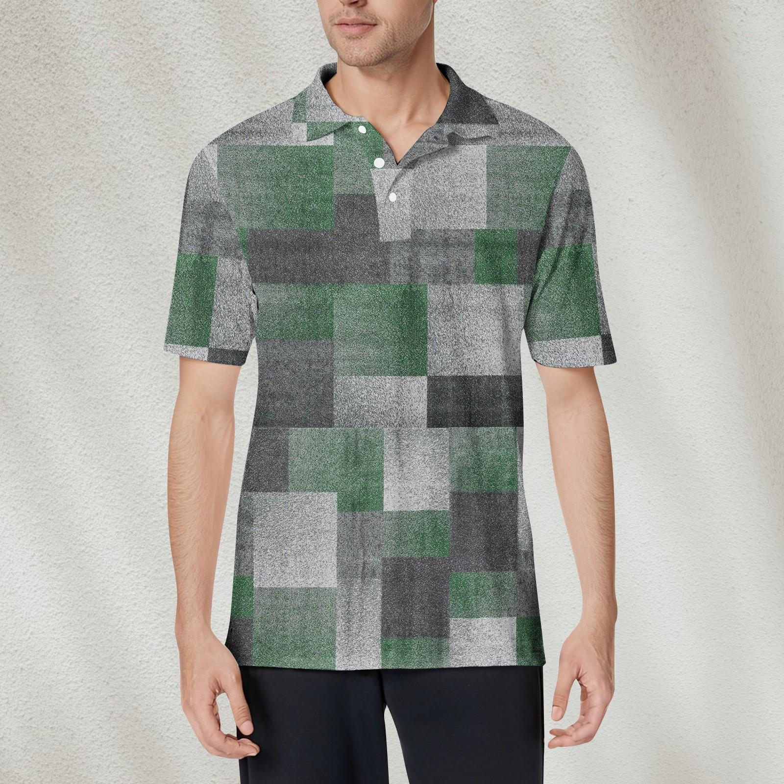 

Мужская модная рубашка с коротким рукавом из мягкого хлопкового воротника с принтом XXXL