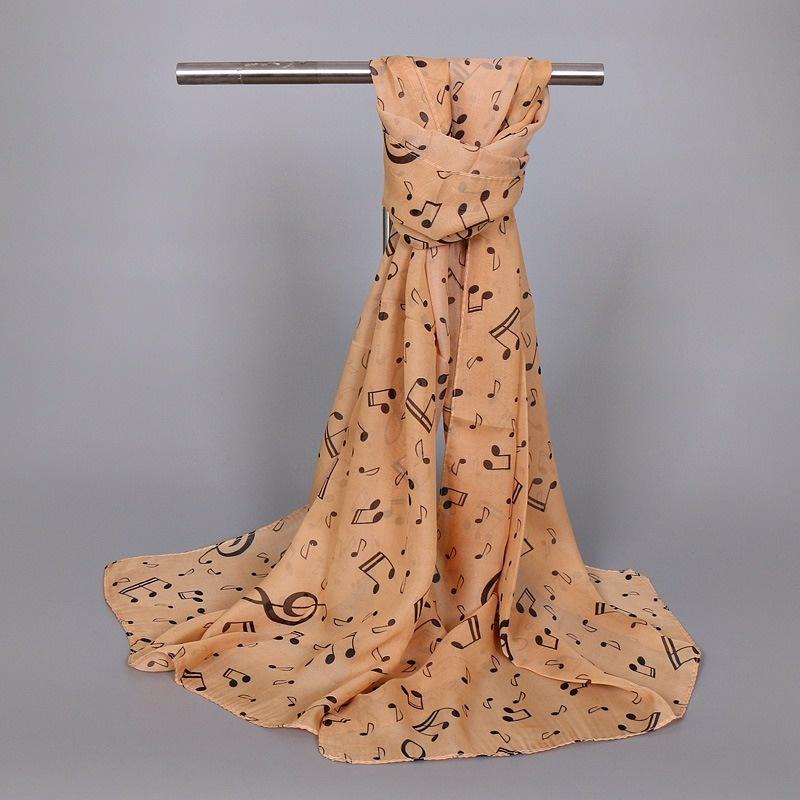 Kobiety Dama Nuta Muzyczna Szyfonowa Apaszka Szal Szalik Szaliki Wysokiej Jakości Wspaniałe Elastyczne Piękne Szaliki
