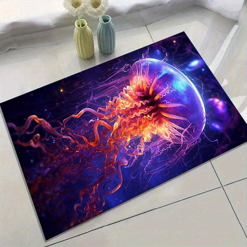 Vibrant Jellyfish Area Rug – Non-Slip, Durable & Easy-Clean Polyester Carpet with Crystal Velvet Finish, Perfect for Living Room