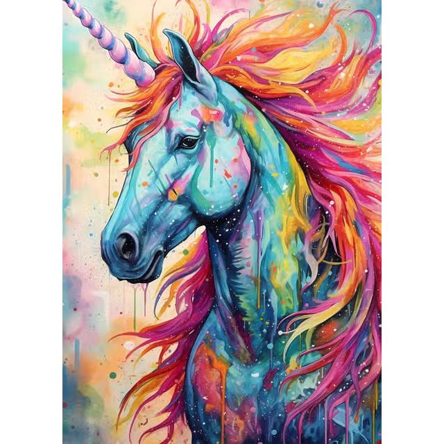 

Радужные черно-белые принты единорога Постер Холст Картина Современные настенные картины для гостиной спальни украшение дома 21x30cm No Framed