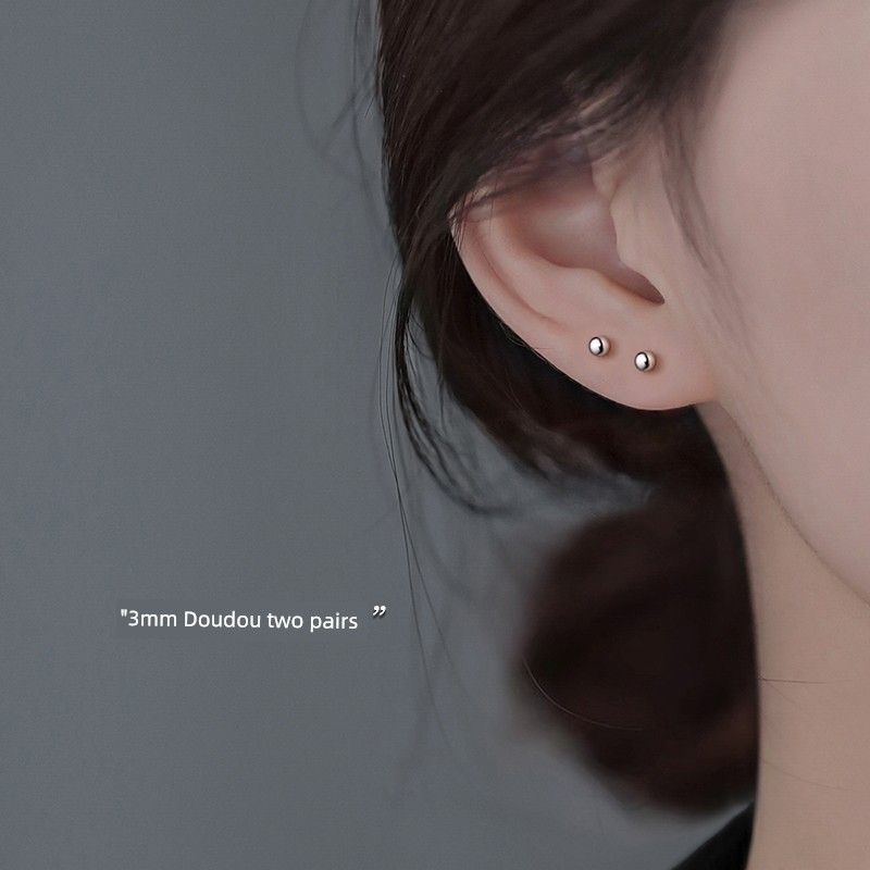 

Xiangnan 999 Sterling Silver Best Selling Women s Sleep Earrings 999 silver foot 3mm beans two pairs