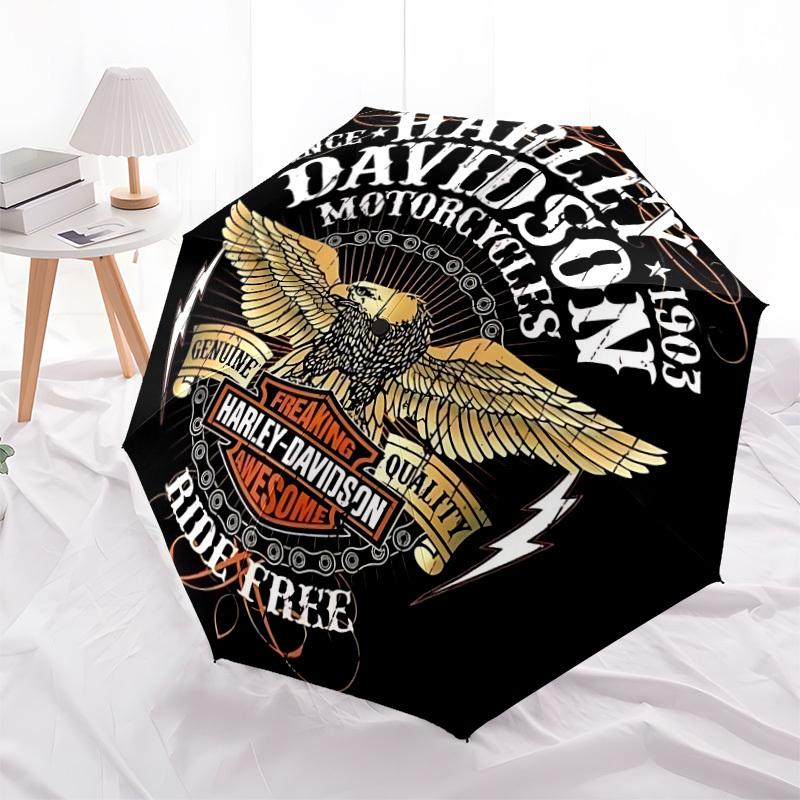 1 Stück Harley Davidson Auto Süßer Regenschirm | Tragbar Faltbar 8-Rippen Manuell Öffnend, Süßes Halloween- & Weihnachtsgeschenk für Draußen, Lässiges Accessoire, Langlebig C