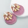 Fashionable Geometric-shaped Glass Beaded Elastic Thread Woven Earrings - Eye-catching Accessories
