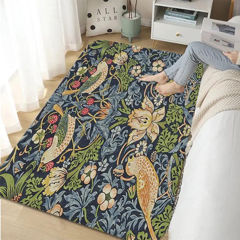 

Вільям Морріс Полуниця Килимок для ванної кімнати Килим у стилі ретро для вітальні Кухні Спальні Готельного декору Нековзкий килимок для підлоги Доріжка 50x80cm