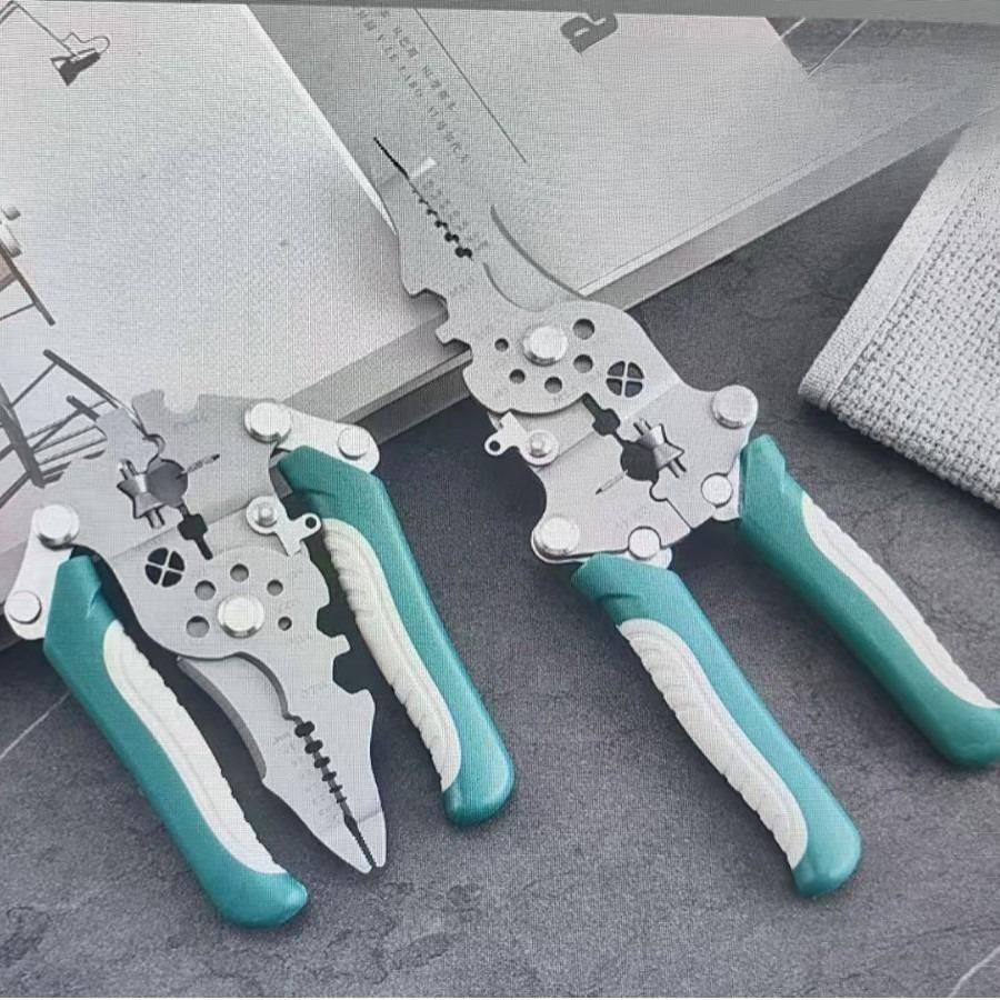 Foldable wire stripper, pulley design multi-function electrician wire splitter wire winding pliers crimping pliers hand tool
