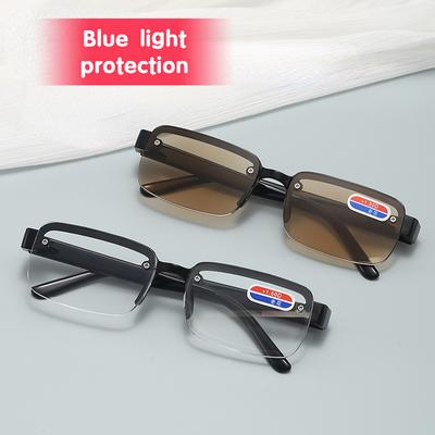 Eyeglasses Rimless Optical Frame Prescription Spectacle Frameless Glasses for Wide Face with Long Temple Reading Glasses Gafas