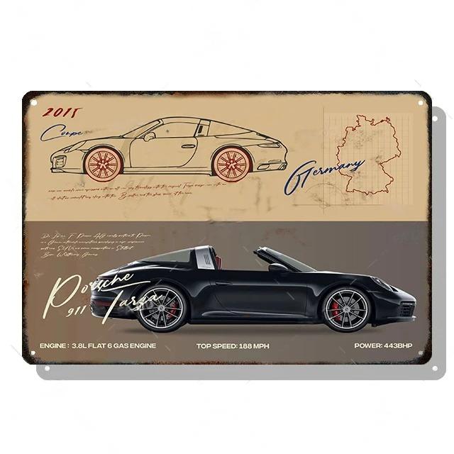 FJ Decor SUV Sedan Red Sports Car Metal Poster Beetle Retro Vintage Tin Signs Auto Club Garage Wall Art Decor