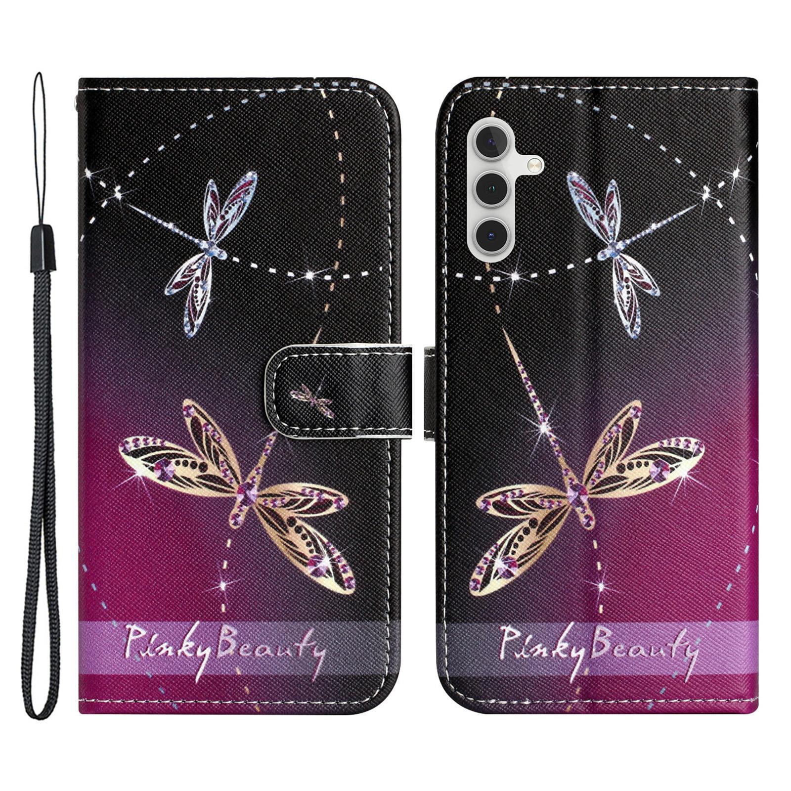 

For Samsung Galaxy A35 5G Phone Case 3D Pattern PU Leather Wallet Flip Cover Dragonflies