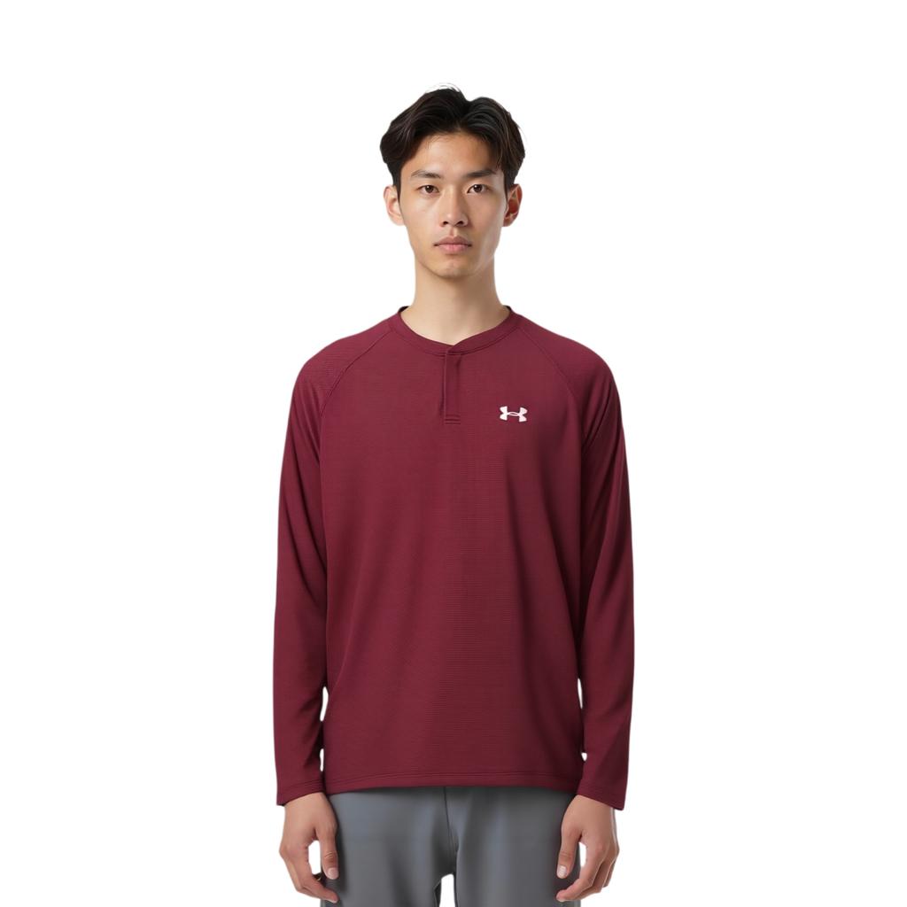 Under Armour Henley Sports Casual Comfortable Soft Long Sleeve T-Shirt Men Tops 6010174-625