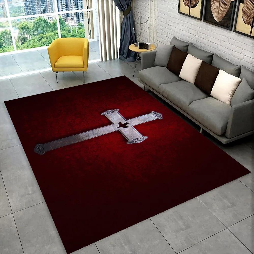 Holy Bible Cross Jesus Pray Area Rug,Carpet Rug for Home Living Room Bedroom Sofa Doormat Decor,kid Play Non-slip Floor Mat Gift