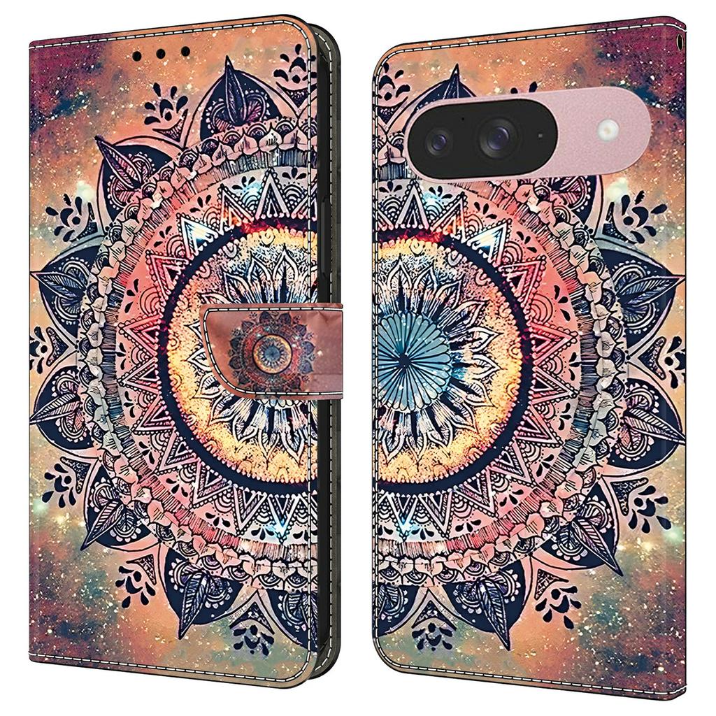 For Google Pixel 9 Pro/Pixel 9 Case Pattern Printing Anti-Drop Leather Flip Wallet Phone Cover
