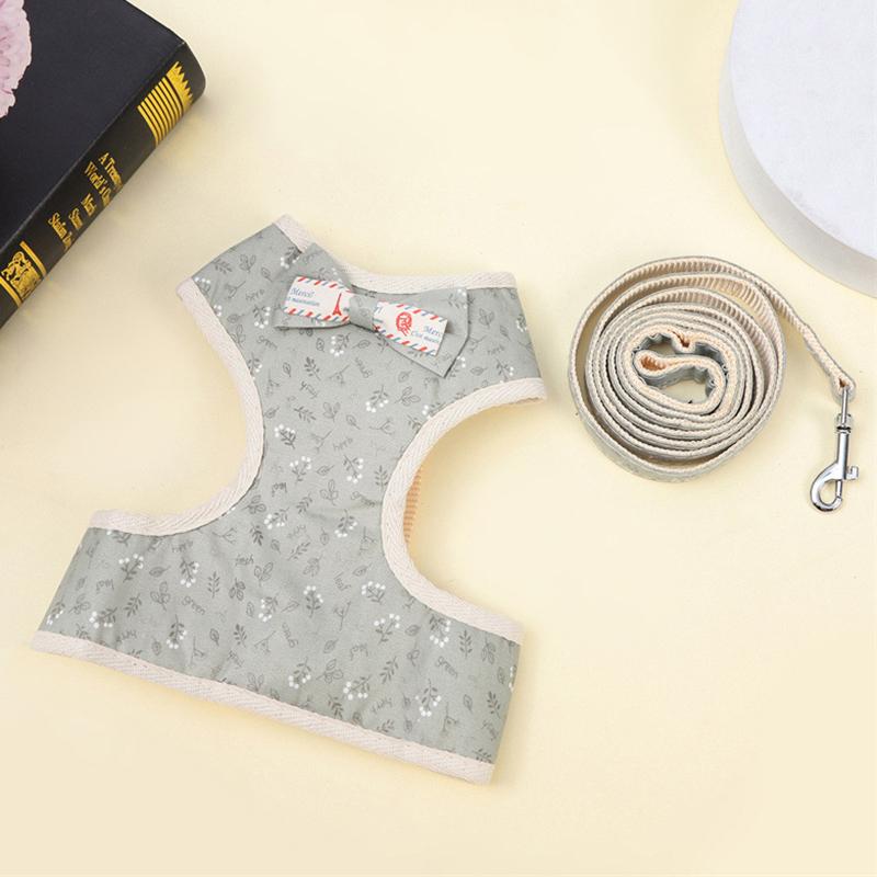 Classic Plaid Cat Rabbit Harness and Leash Set Breathable Pet Harnesses with Bow for Bunny Kitten Rabbits Accessories Clothes