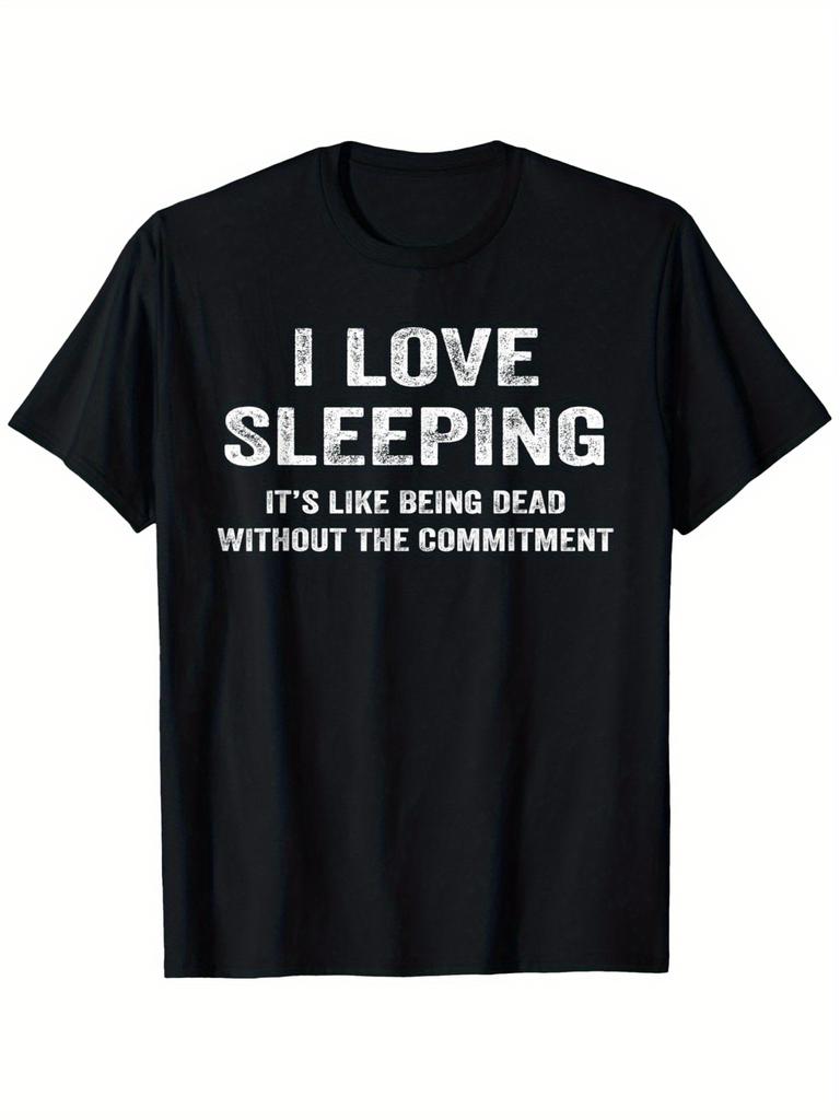 Womens I Love Sleeping Funny Graphic TShirt Crew Neck Casual Tee with Humorous Quote Print Comfort Fit Women Top