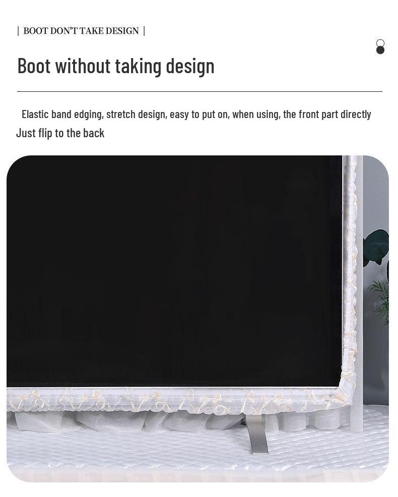 Chinese Style Lace LCD TV Dust Cover - 55-75 Inch, Wall Mount Compatible (Use Without Removal)