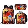 Sonic School Backpack Set For Kids With Breathable Waterproof Oxford Fabric And Cartoon Print For School Use