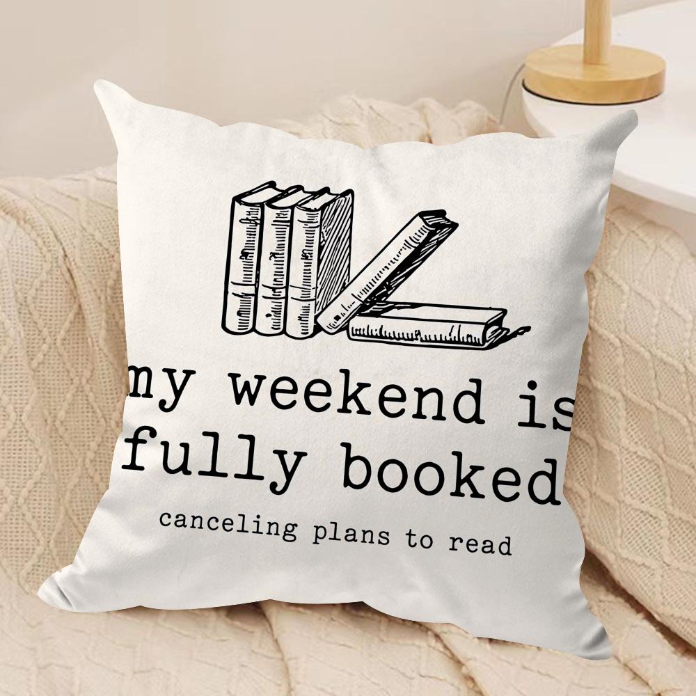 Book Waste Paper Cushion Cover Square Pillow Bedroom Sofa Leisure Comfort Living Room Home Decoration X