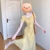Bubble Sleeve Yellow Floral Dress Children's Summer New Coffee Break French Gentle Wind Waist Temperament Long Dress