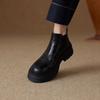 Real soft leather platform British style chell shoes short boots women's 2025 autumn new round head short boots Martin boots women's trend