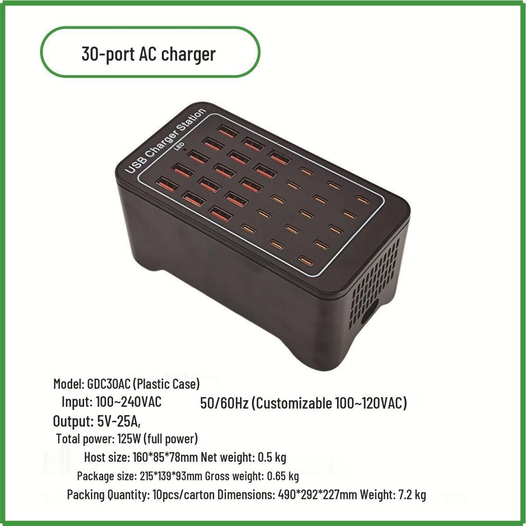 Multi-Port USB Charger: 10-50 Ports, 5V, 120W Power Adjustments