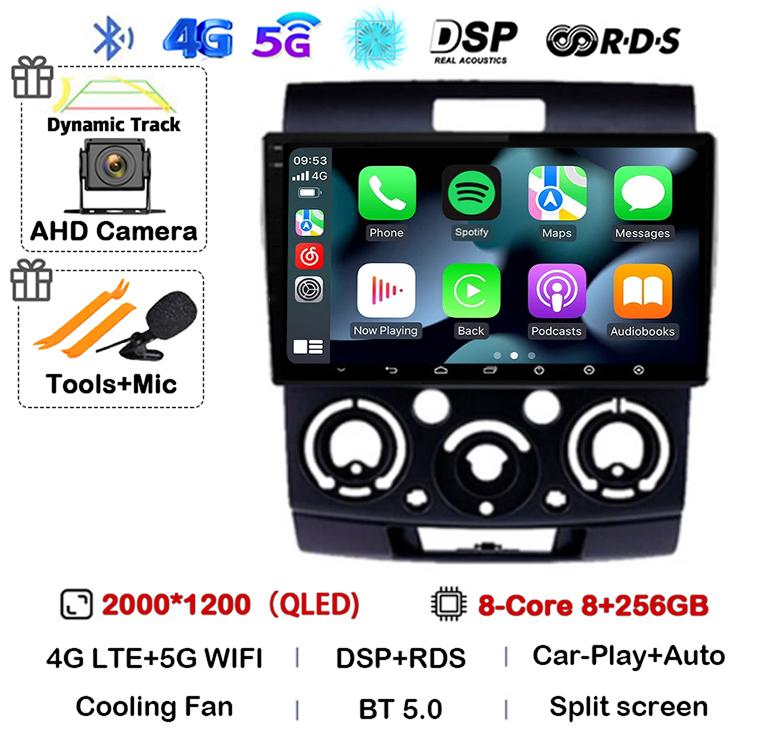 Android 14 Car Radio Stereo for Ford Everest Ranger Mazda BT50 BT-50 2006 2007 2008 2009 2010 2011 Multimedia Player Head Unit