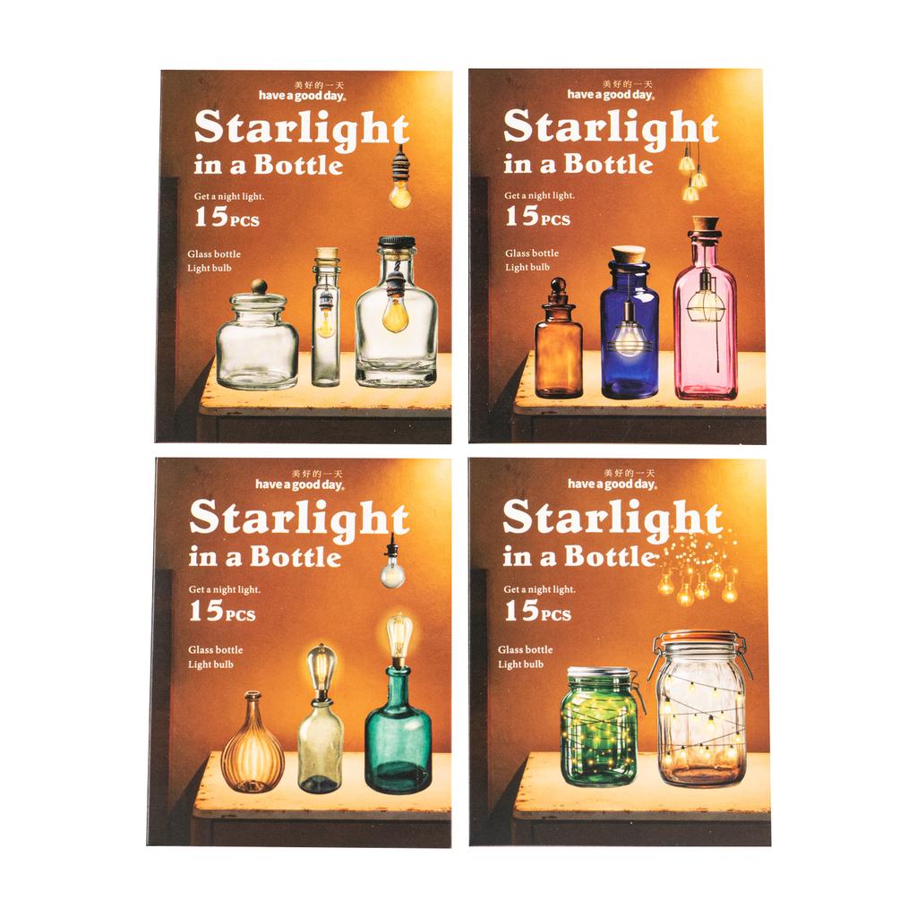 The Starlight In The Bottle Series Vintage Light Bottle Landscape Sticker Creative DIY Journal Material Collage Stationery