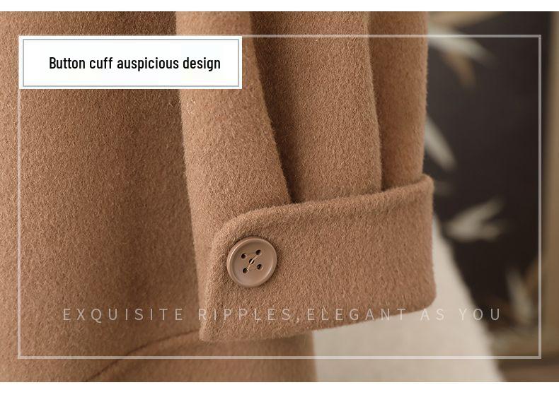 Women's Casual 10% Cashmere Wool Blend Coat - Spring 2026 Korean High-End Double-Faced Wool
