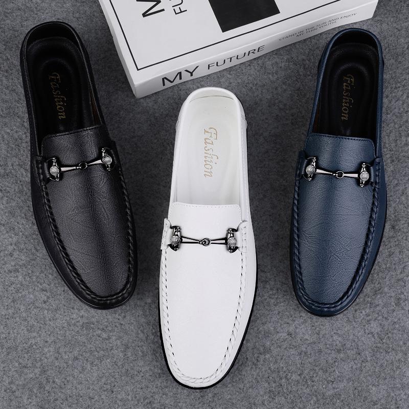 British Style Metal Buckle Men's Casual Shoe Formal Loafers Handmade Male Footwear Leisure Walk Genuine Leather Large Size Shoes