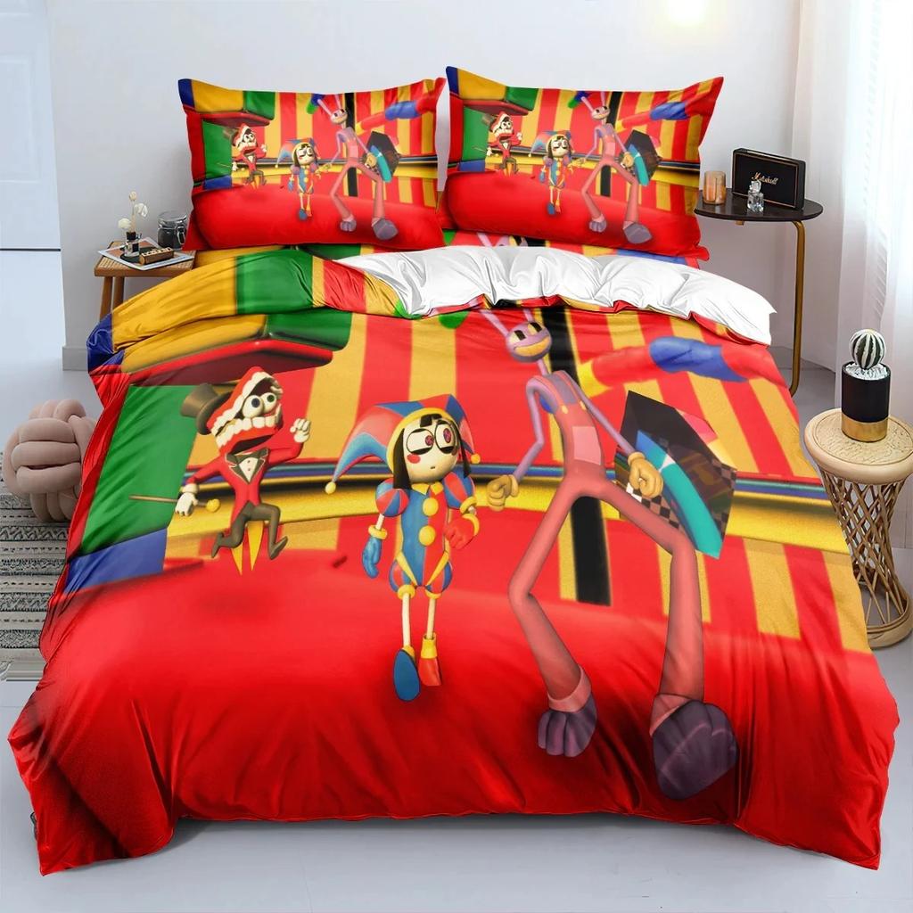 Erstaunliches Digitaler Zirkus 3D-gedrucktes Bettbezug Kissenbezug Bettwäsche-Set Einzel Doppel King für Kinder Erwachsene Schlafzimmer