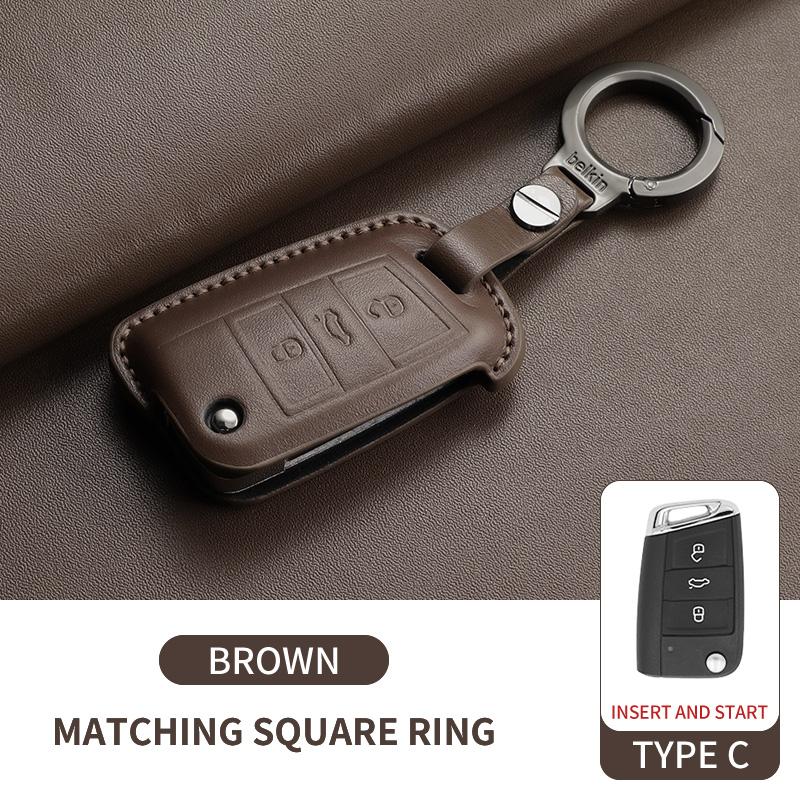 Leather Car Key Case Cover for Volkswagen VW Polo Golf7 MK7 Tiguan Passat Golf Jetta Lavida Car Remote Key Case Shell Accessorie