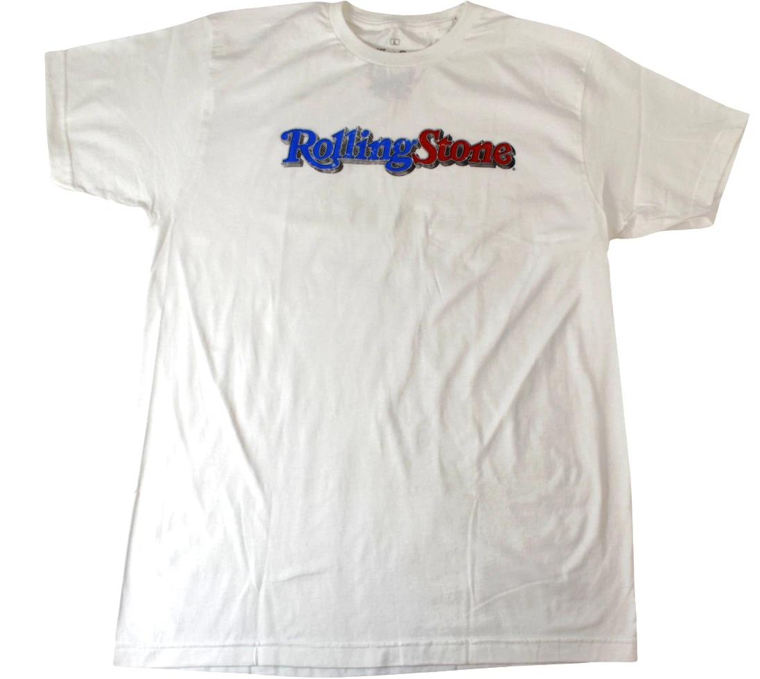 

Ripple Junction Mens Rolling Stone Blue & White Logo White Shirt New L L