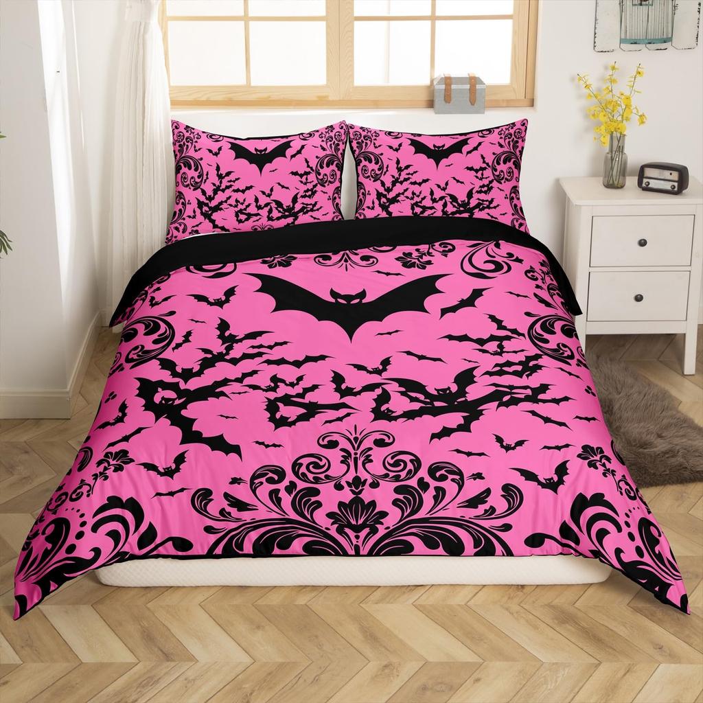 Black White Spider Web Duvet Cover Queen Halloween Gothic Bedding Set for Boys Adults Room Decor Hippie Floral Comforter Cover