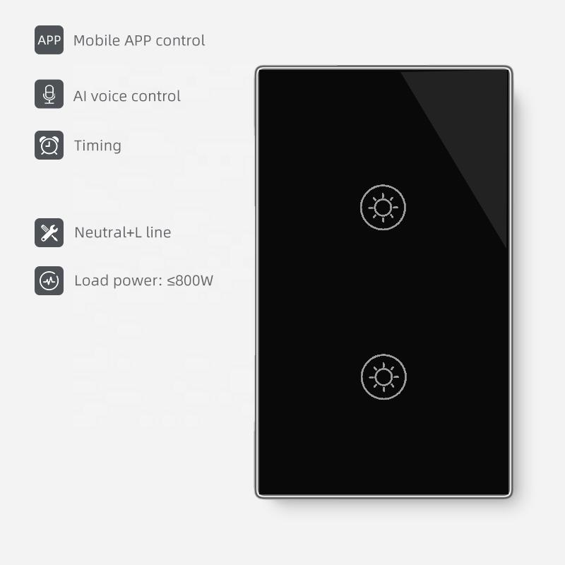 Electric Product Home Automation Wifi Smart Touch Light Switch APP Timing Voice Control Magnetic Relay US Standard
