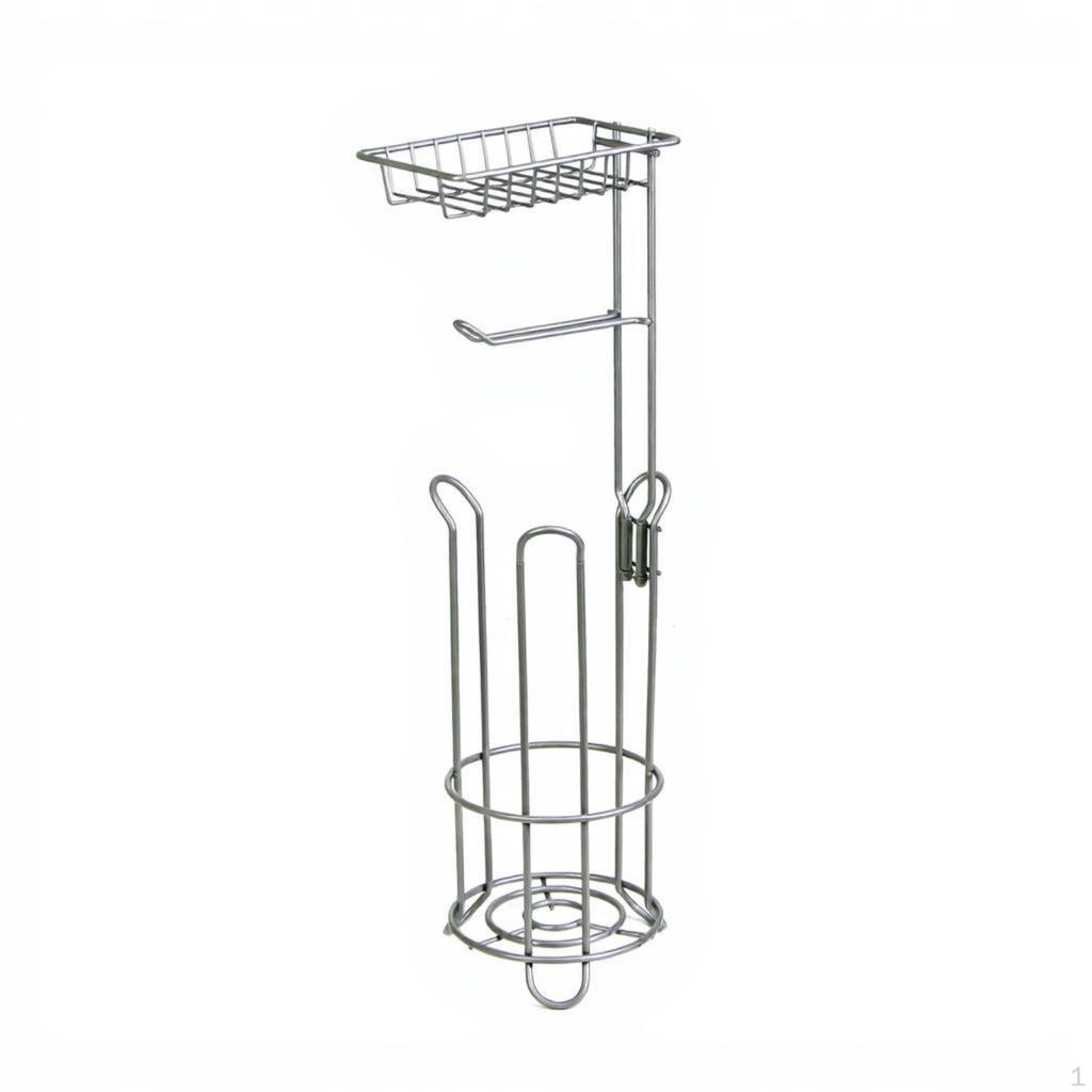 Toilet Paper Holder, Freestanding Iron Stand, Bathroom Storage Organizer, Living Room Black