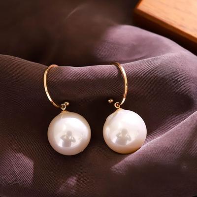 Pearl Fashion  Accessories White Big Ball Hoop Stud Earrings Jewelry Dangle Earrings Drop Earrings