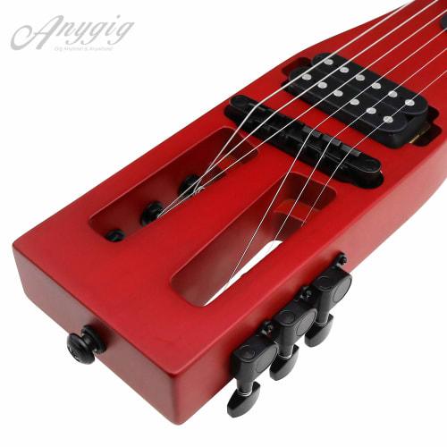 Anygig Portable Travel Electric Guitar, 82cm, 1.6kg, Cherry, 25.5" Full-Scale, Right-Handed, with Gig Bag