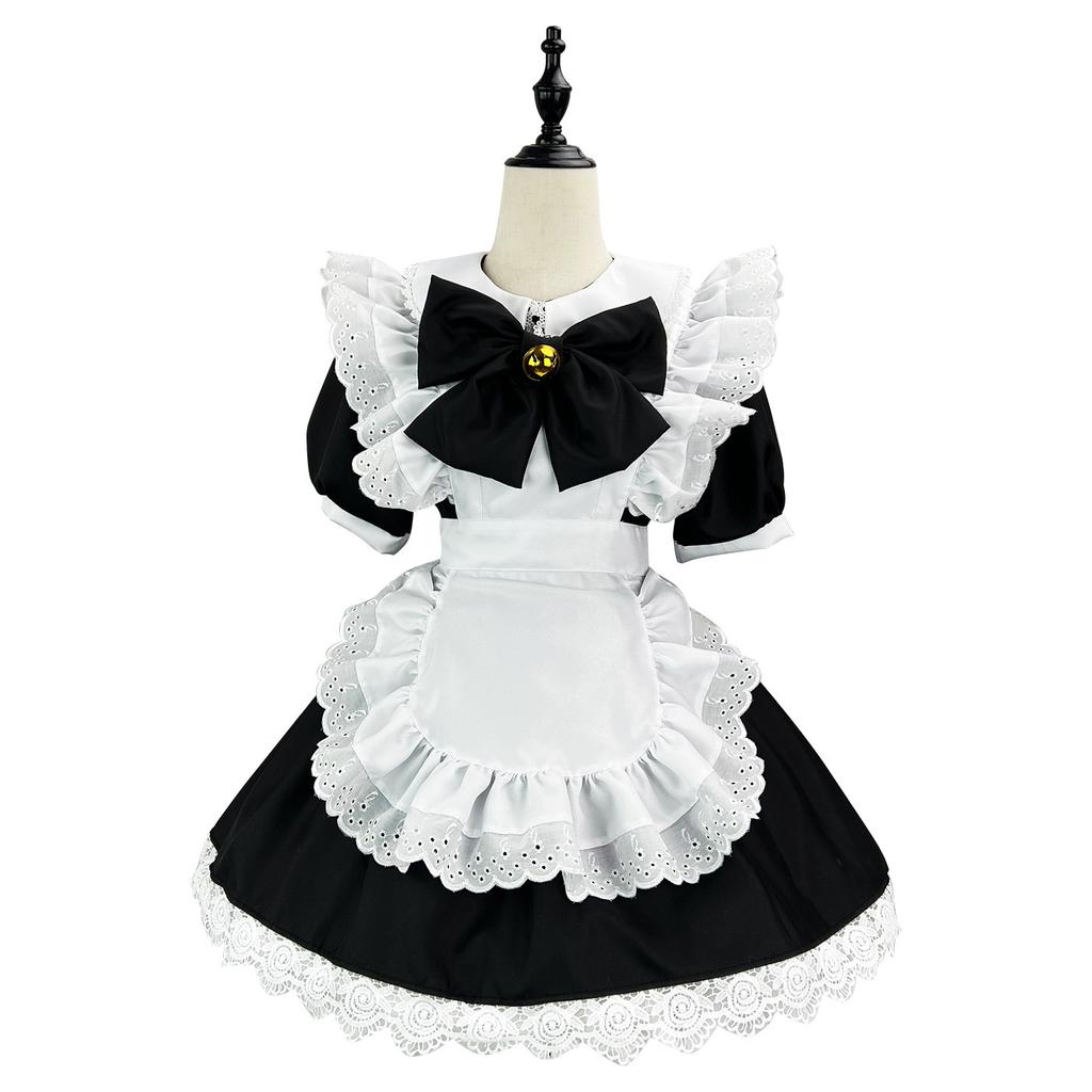 Japonský roztomilý lolita králíček cosplay černobílý služebná služebná šaty lolita šaty
