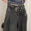 Women's Retro Casual Trend Rhinestone Buckle Belt, Street Ripped Denim Style Punk Rock Versatile Fashion For Men Women
