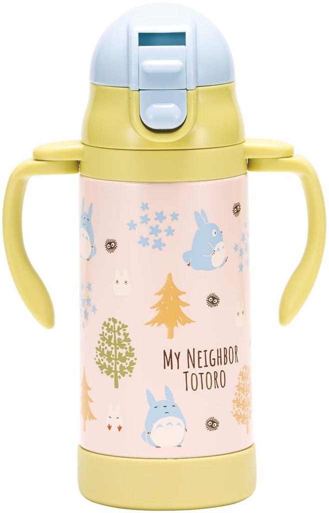 Skater Stainless Steel Water Bottle with Handles and Baby Ghibli Totoro Forest 2-Way Two-Handle Straw, 350ml, Mug, Design, STWM3N-A