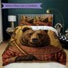Vintage Bear Pattern Bedding uilt Set uilt Cover Pillowcase Home Decoration Birthday Gift (1 * duvet cover + 2 * pillowcase without core)