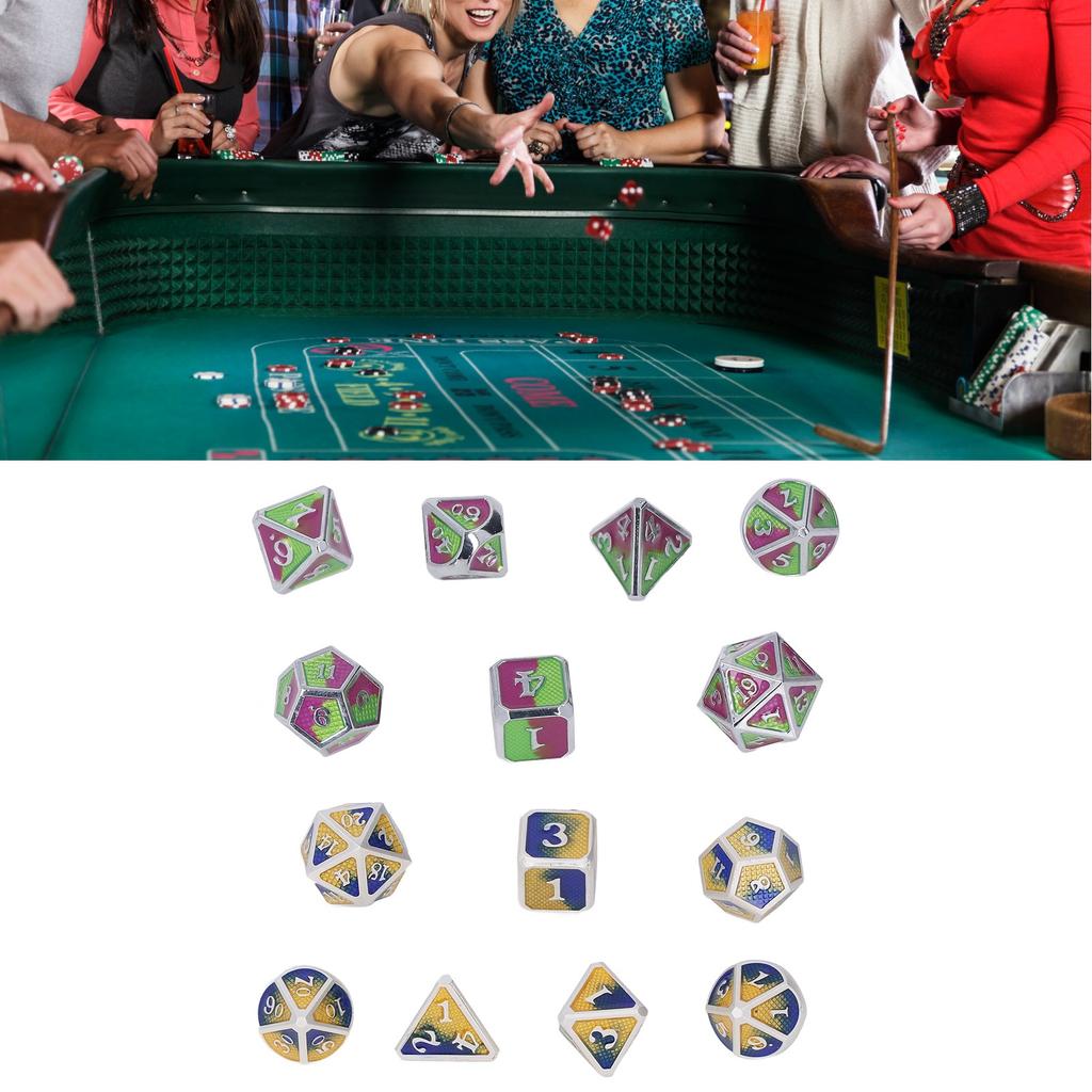 7pcs Metal Polyhedral Dice Alloy Diffferent Shapes Long Lasting Polyhedral Dice Set for Party Game