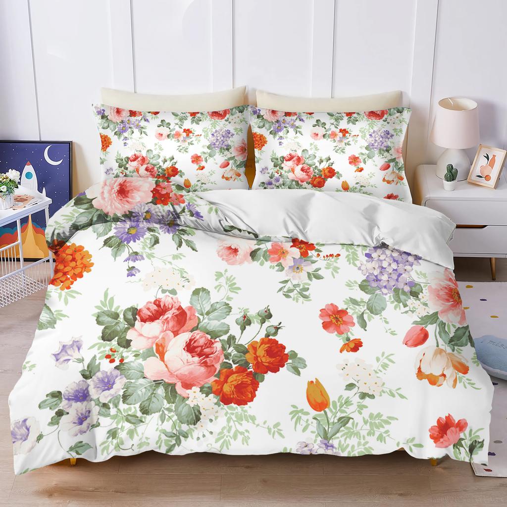 Plant Cute Flowers Bedding Set 3D Children'S Bedding Set Quilt Duvet Cover King Size Twin Covers Children Printed 100% Polyester