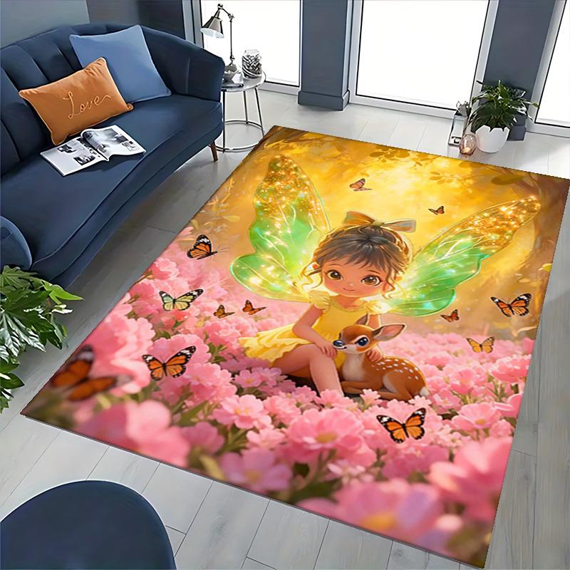 1pc Tinkerbell Fairy Office Chair Mat Anime Cartoon Design, Non Slip Carpet for Home Decor, Suitable for All Seasons