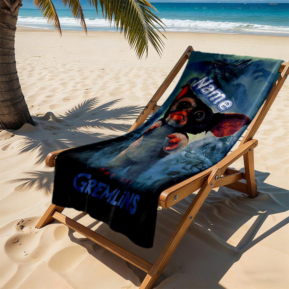 Gremlin Night Adventure Customize Your Name Beach Towel Soft Durable Quick-Dry